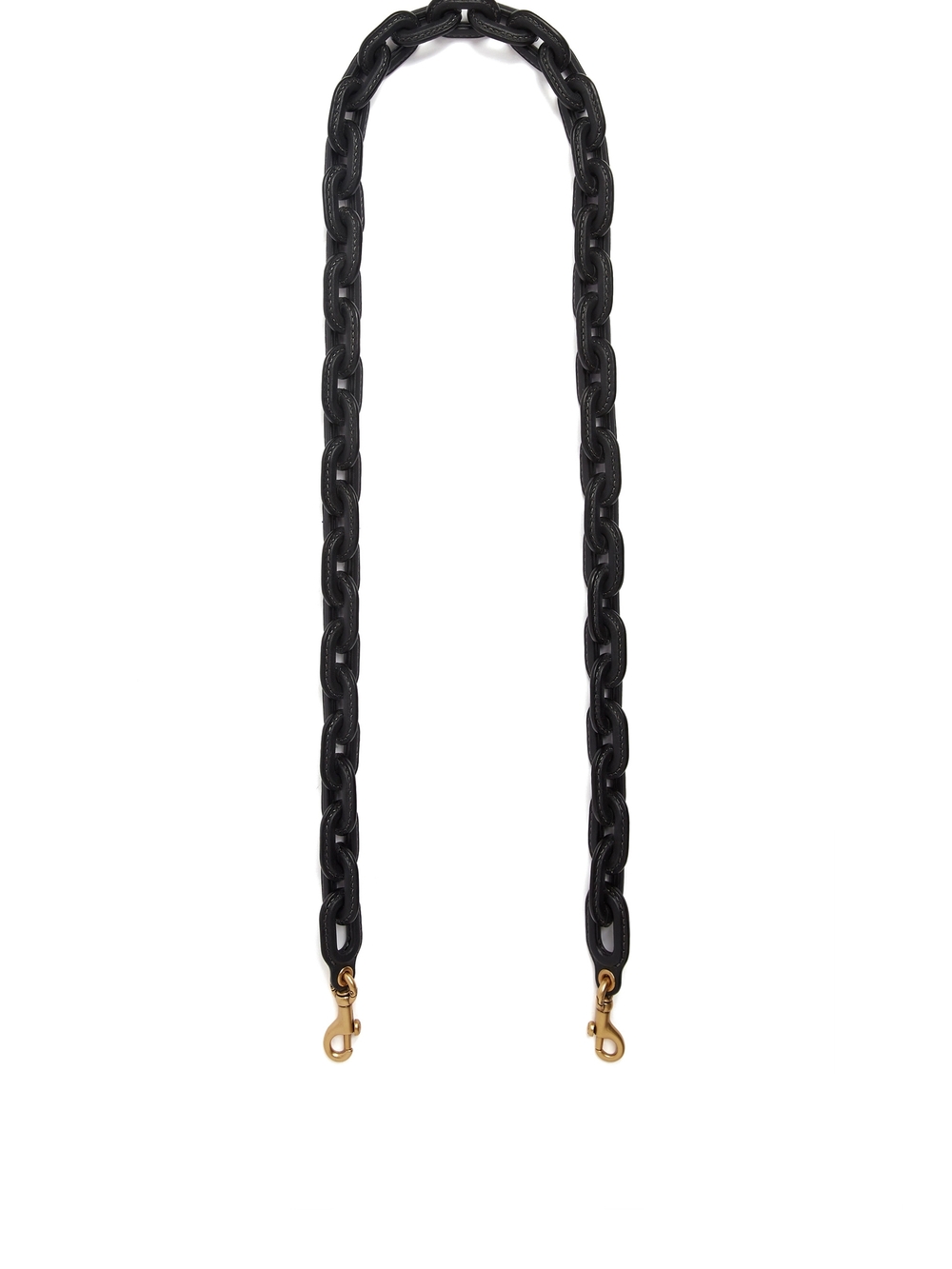 Coach Black Leather-Wrapped Chain Strap with Gold Hardware